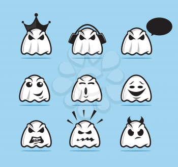 Collection of various ghost cartoon icons