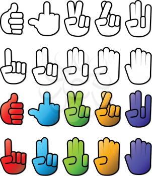 Collection of vector hand signs