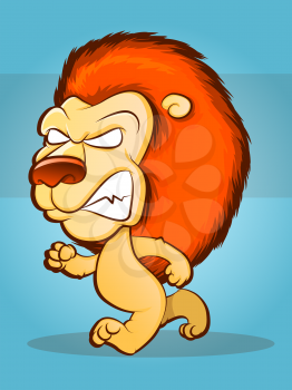 Lion Character Strutting and Growling