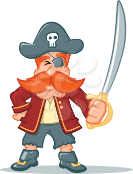 Illustration of a pirate character holing a sword