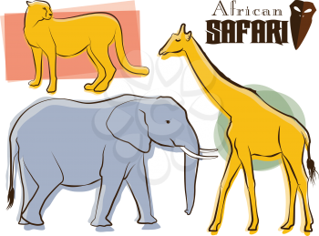 Various African safari animal cartoons