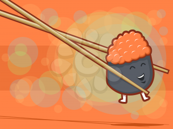 Happy sushi character illustration