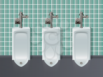Illustration of three urinals in a Row