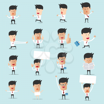 Set of cartoon businessman with many character for use in presentation and graphic design, Set 2