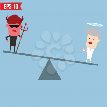 Devil and angel comparison for good and bad concept - Vector illustration - EPS10