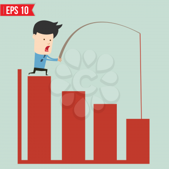 Business man pull bar chart - Vector illustration - EPS10