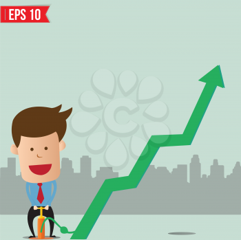 Cartoon Business man pump graph - Vector illustration - EPS10