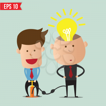 Cartoon Business man pump idea  - Vector illustration - EPS10