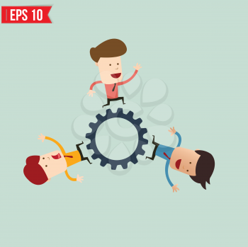 Businessman with gears - Vector illustration - EPS10