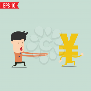 Business man trying to catch money  - Vector illustration - EPS10