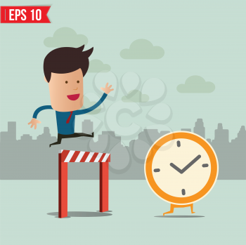 Business man run follow the clock  - Vector illustration - EPS10