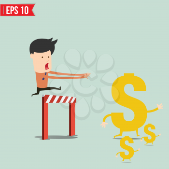 Business man trying to catch money  - Vector illustration - EPS10
