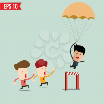 Business Man jumping over an obstacle on the way to succes - Vector illustration - EPS10
