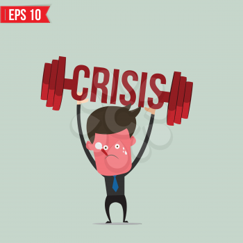 Business man lifting barbell for crisis concept - Vector illustration - EPS10
