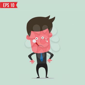 Cartoon Business man use thermometer measure temperature - Vector illustration - EPS10