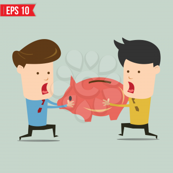 Man snatch Piggy bank - Vector illustration - EPS10