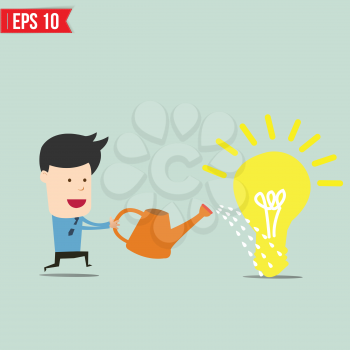 Businessman watering idea  - Vector illustration - EPS10