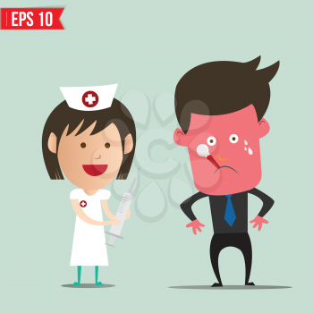 Cartoon nurse using syringe - Vector illustration - EPS10