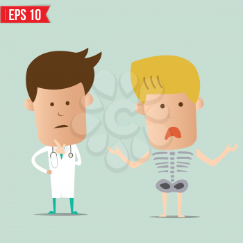 Cartoon Doctor analyse x-ray a report - Vector illustration - EPS10