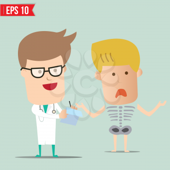 Cartoon Doctor analyse x-ray a report - Vector illustration - EPS10