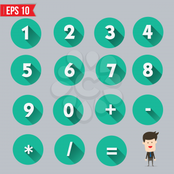 Numbers and Mathematical Symbols flat and long shadow icon - Vector illustration - EPS10