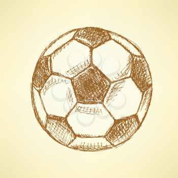 Sketch football balll, vector vintage background eps 10

