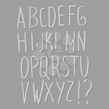 Flat cute letters with shadow, vector alphabet
