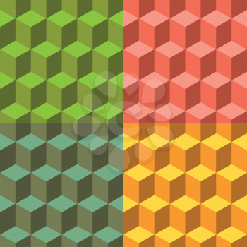 Cube set of vector seamless backgrounds in color

