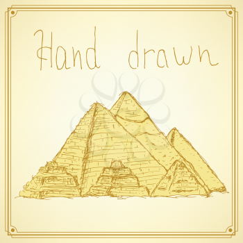 Sketch Egypt pyramids in vintage style, vector