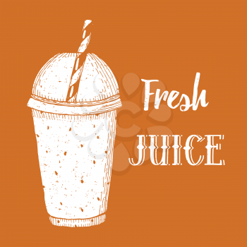 Fresh juice poster in vintage style, vector