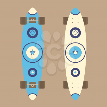 Longboard top and bottom view with stars 