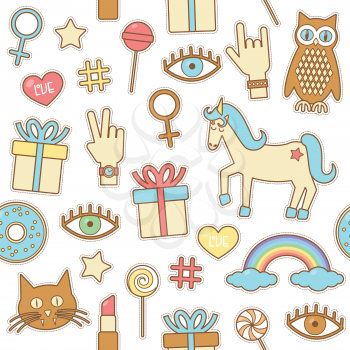 Fashion patches, vector seamless pattern eps 10