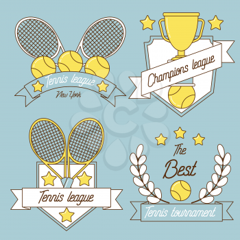 Tennis line emblem design, racket and ball elements