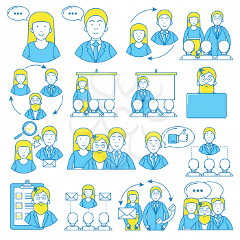 People icon set. Business meetings, negotiations and connections