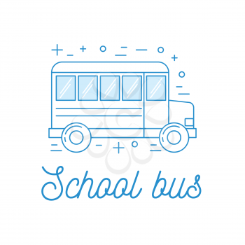 School bus line art illustration, vector back to school design