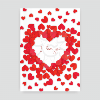 I love you postcard with hearts paper cutout