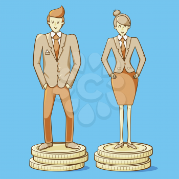 Gender equality, man and woman earning the same amount of money