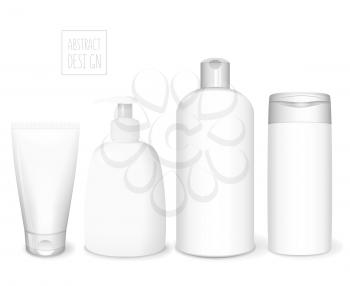 Cosmetics white templates set, vector 3D concept