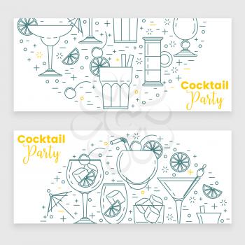 Cocktail banner with martini, long and shot cocktails