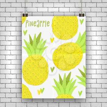 Pineapple exotic design, summer vector concept, vegan food