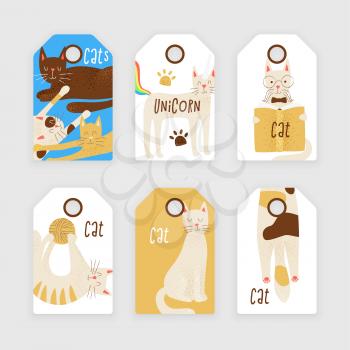 Cats vector tag concept, friendly and childish design
