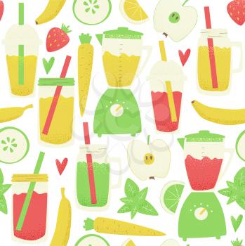 Smoothie seamless pattern, vector colorful concept, detox