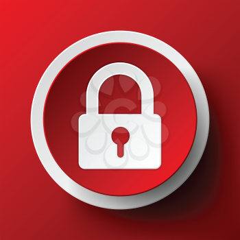 Padlock icon on red background. Vector illustration