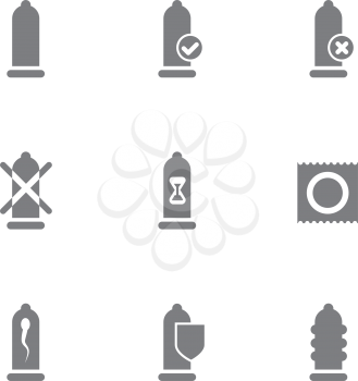Condom pack  icons on white background. Vector illustration.