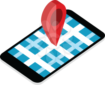 Map point on mobile phone. Flat modern vector icon: phone navigation.