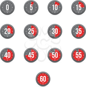 Set of simple timers. Set of thirteen elements.