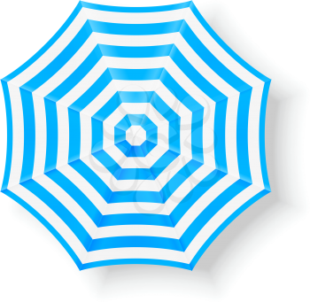Blue beach umbrella. Top view
