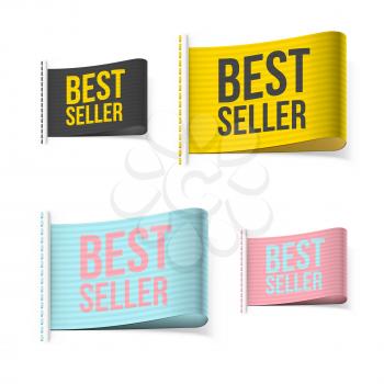 Bestseller labels with shadow. Isolated vector illustration.