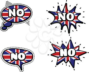 Fashion Patch Badge British Expressions, No Speech Bubbles. Set of No Stickers, Pins in Cartoon Comic Style.