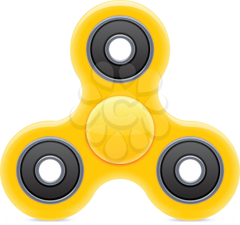 Hand Fidget Spinner Toy. Stress and Anxiety Relief. Yellow Plastic Toy